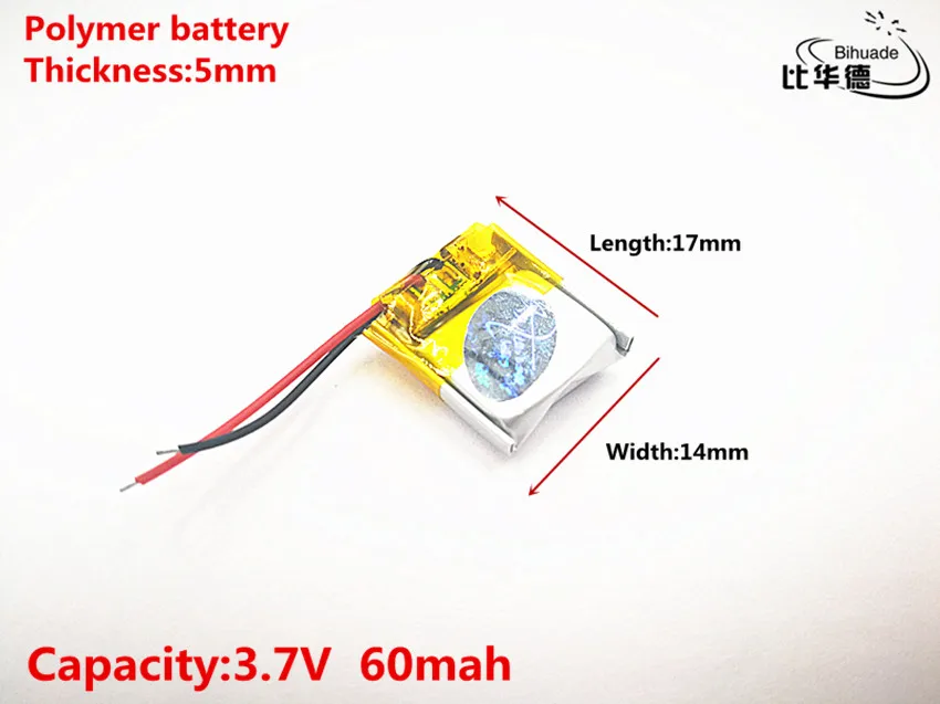 Liter energy battery Good Qulity 3.7V 60mAH 501417 Polymer lithium ion / Li-ion for TOY POWER BANK GPS mp3 mp4 | Электроника