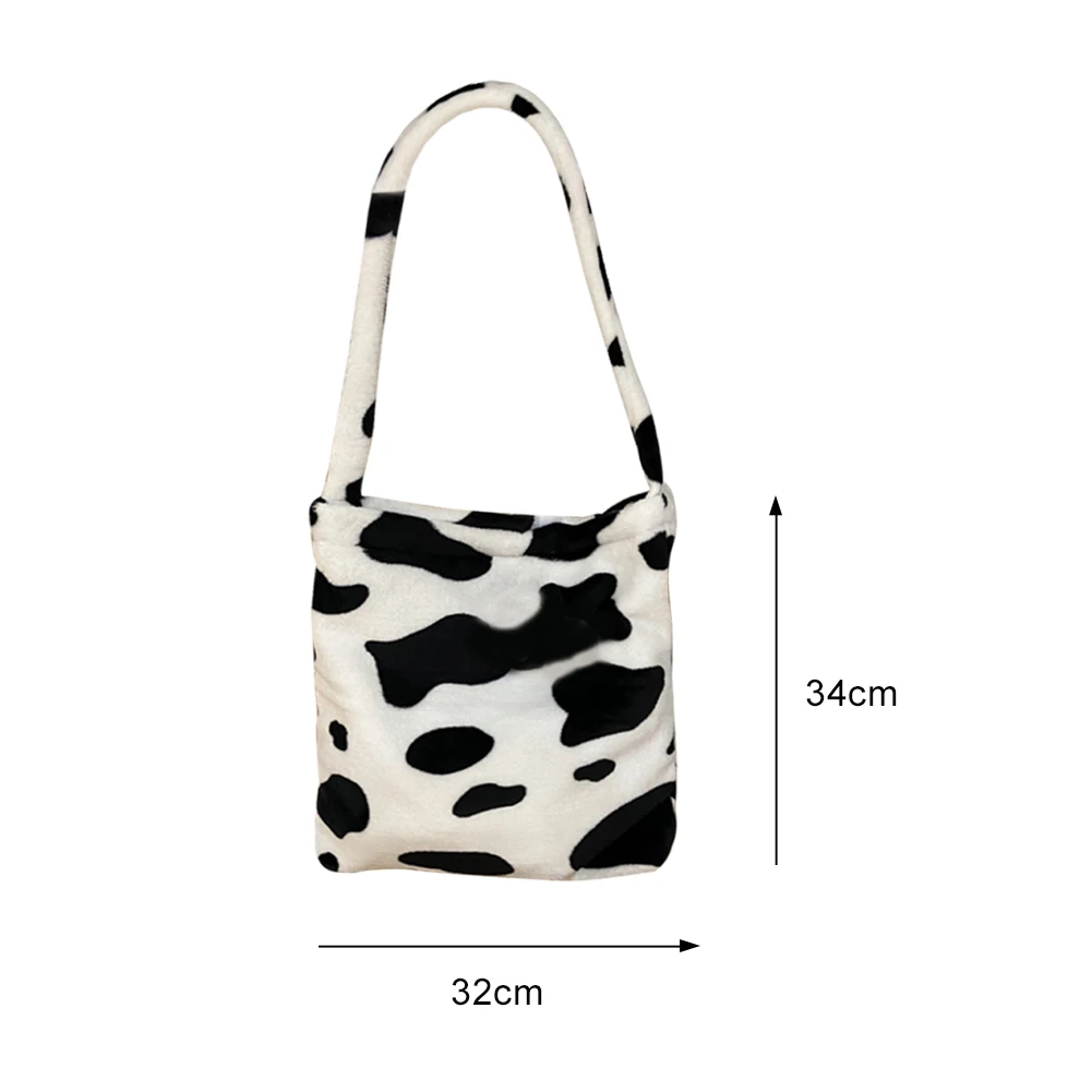

Fashion Plush Cow Milk Pattern Messenger Bags Women Autumn Winter Shoulder Crossbody Handbags Fashion Big Capacity Satchel Pouch