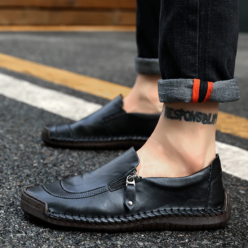 

Classic Men Casual Shoes High Quality Leather Men Loafers Flat Spring Autumn Mans Moccasins Shoes Breathable Men's Flats Shoes