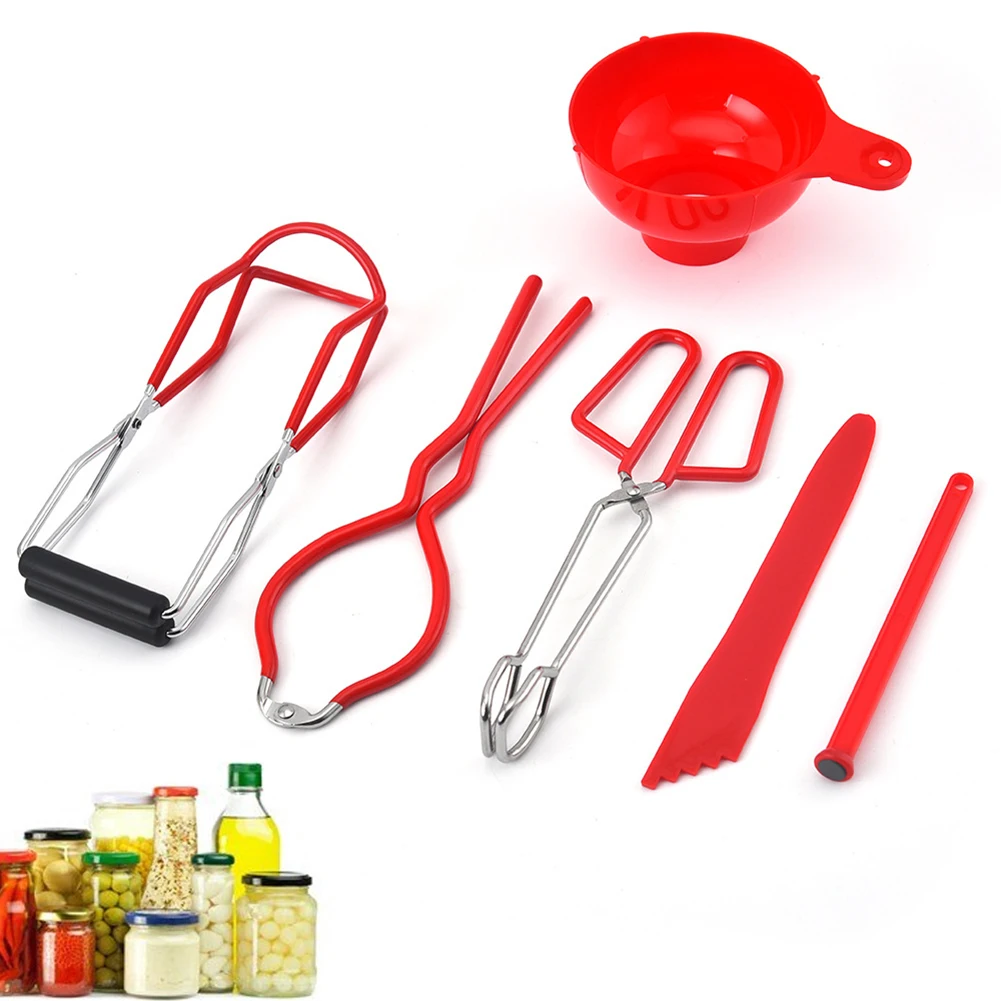 

6pcs Anti-scalding Canned Tongs Clamp Set Anti-slip Jar Lifter Kitchen Tools