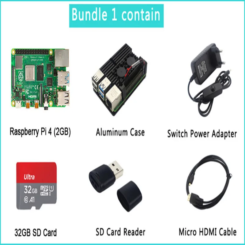 Новый 2019 Raspberry Pi 4 Kit алюминиевый чехол + SD карта на 32/64 ГБ адаптер питания Micro HDMI для