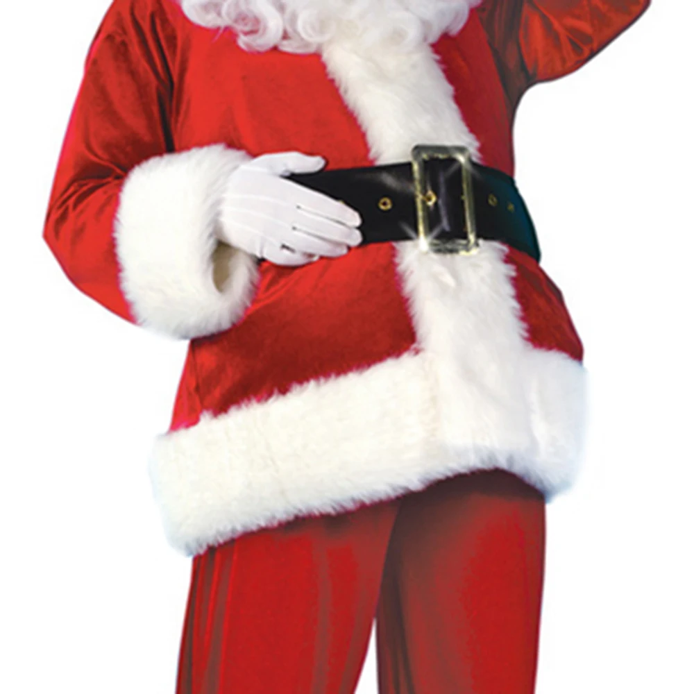 

Santa Claus suit Christmas plays big size adult man warm stage performance Christmas dress with beard hat belt