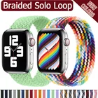 Ремешок плетеный нейлоновый для Apple Watch band 44 40 38 42 мм, эластичный браслет для iWatch 6 5 4 3 любого цвета, 2 шт.