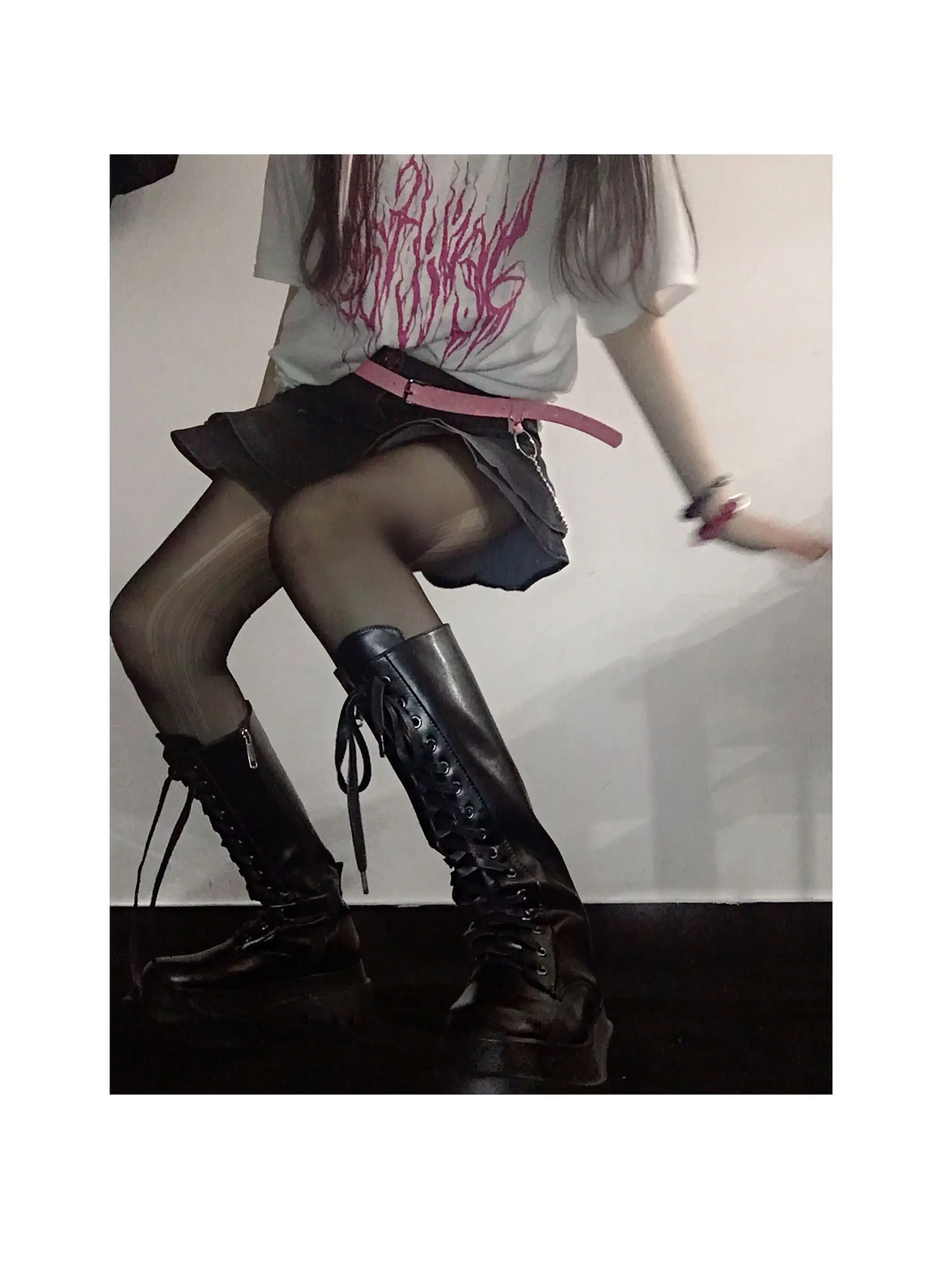 Милая Черная джинсовая плиссированная мини-юбка в японском стиле Харадзюку с