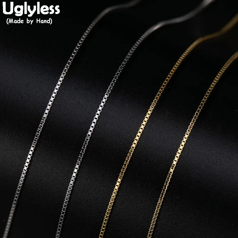 Uglyless Classic Box Chains Necklaces for Women Ultra-thin 1 MM Chains Novel Adjustable Silicone Ball Silver Chokers 925 Silver