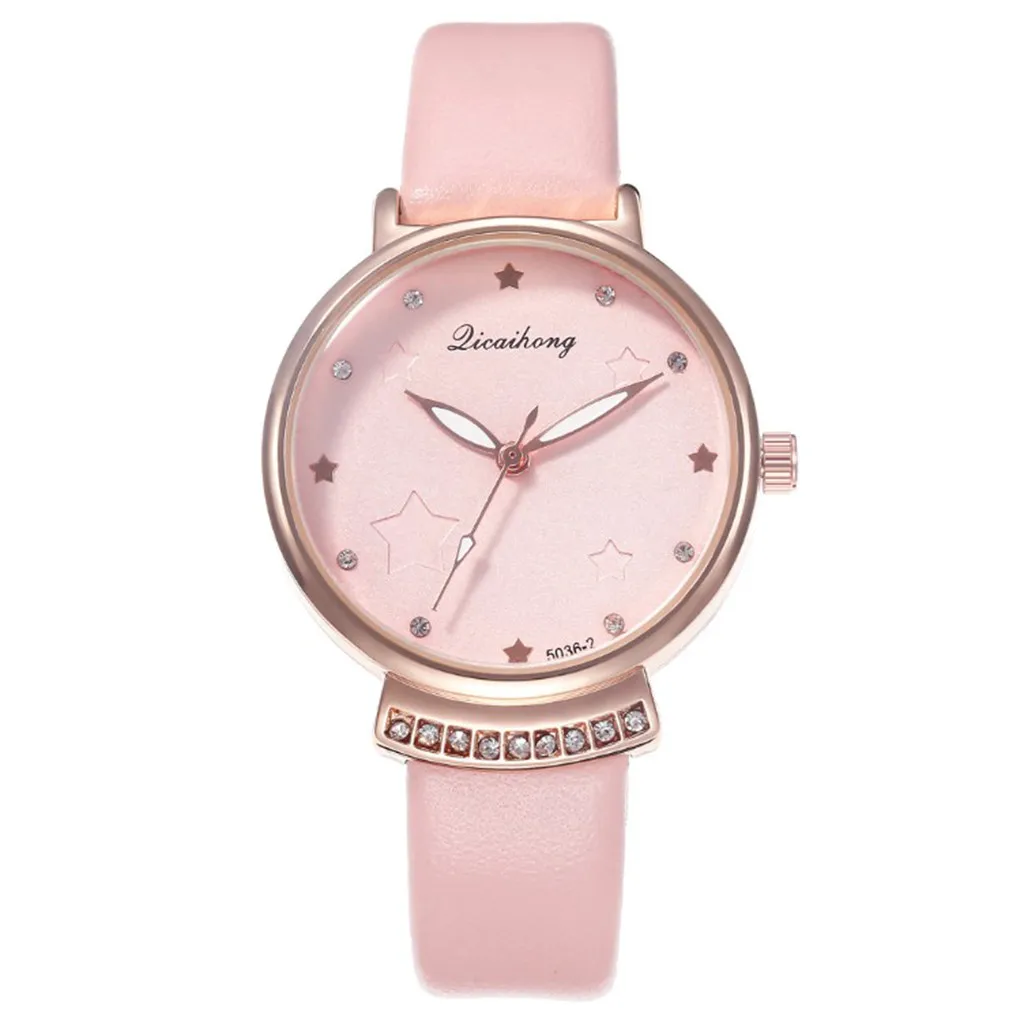 Модные женские часы Простой со стразами звезда весы циферблат Кварцевые שעון