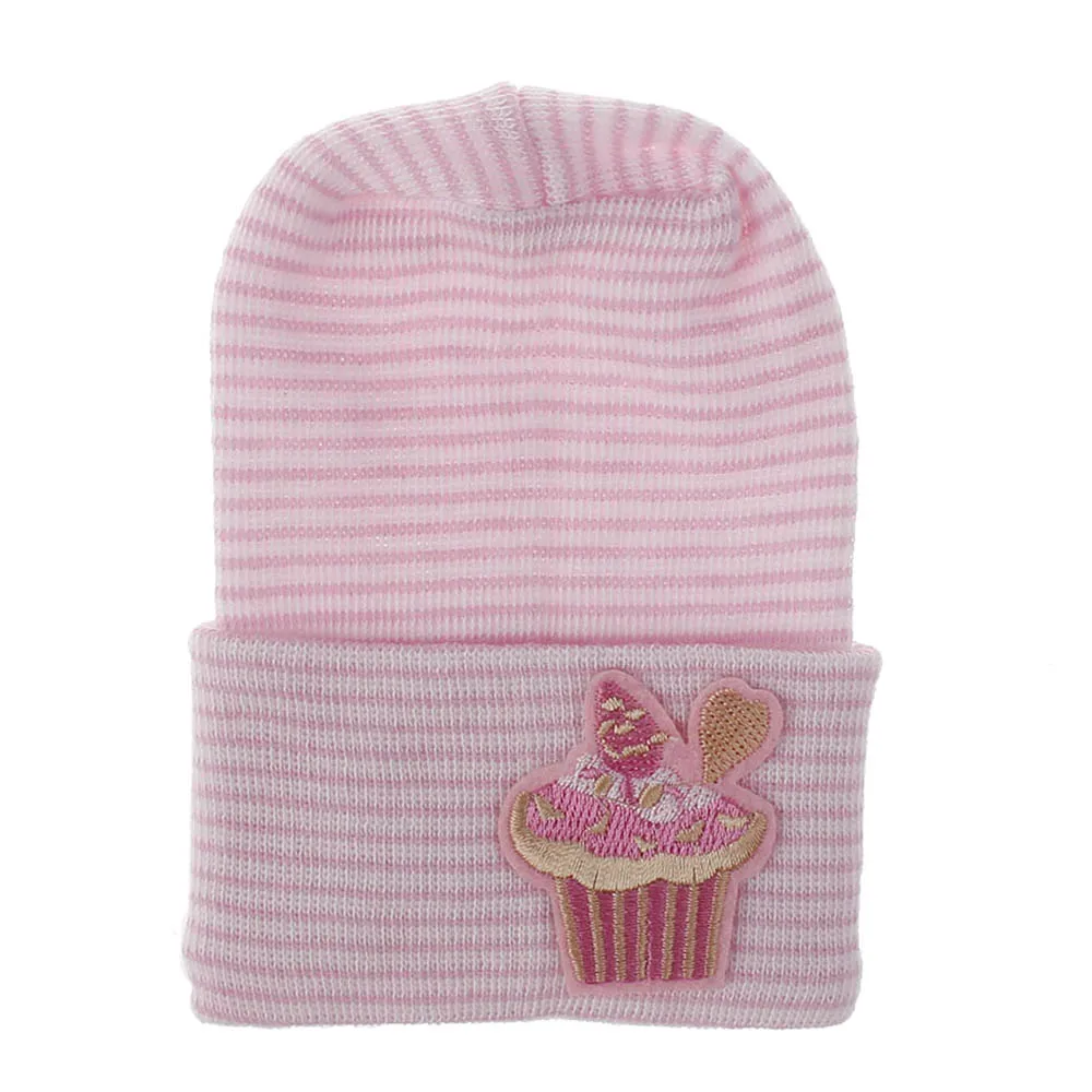 Pink Cake Аксессуары для детских вещей, детская мягкая шапка-тюрбан для новорожденных, прекрасная зимняя теплая шапочка, вязаная шапка с вышивкой - Цвет: Pink Cake