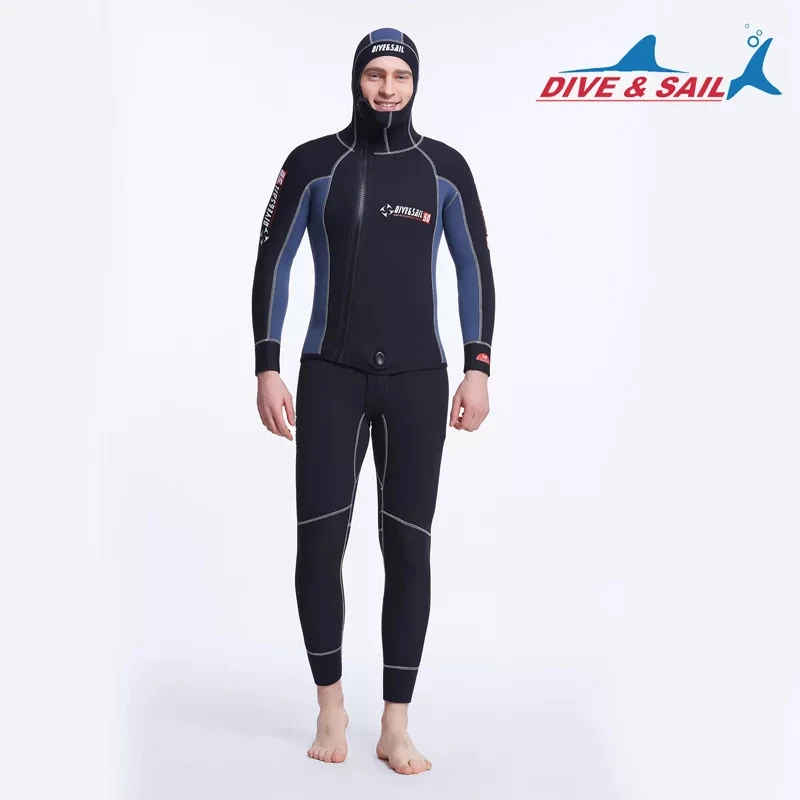 

Keep Diving New Arrival 5mm Mens Wetsuit Two-pieces with Jacket Hood Neoprene Diving Suit Winter Warm Suit
