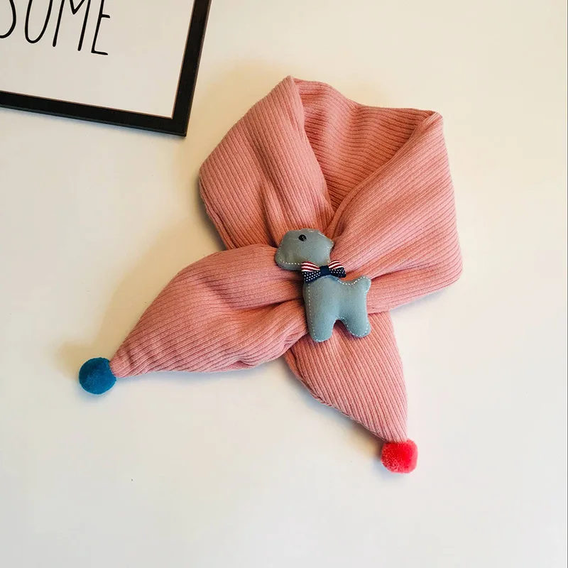 Alpaca pink Зимний милый детский шарф шарфы для мальчиков и девочек детский хлопковый шарф с меховым воротником шарфы-кольца с рисунком шейный платок - Цвет: Alpaca pink