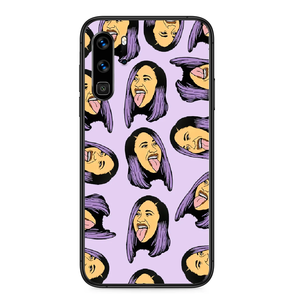 Женский чехол для телефона Cardi B Huawei P 9 Smart 10 20 30 40 8 Lite Mini Z 2019 Pro черный красивый prime