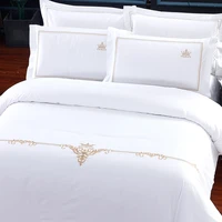 100cotton white comforter bedding sets satin luxury embroider hotel home textile flat bed sets duvet cover pillowcase king 4pcs