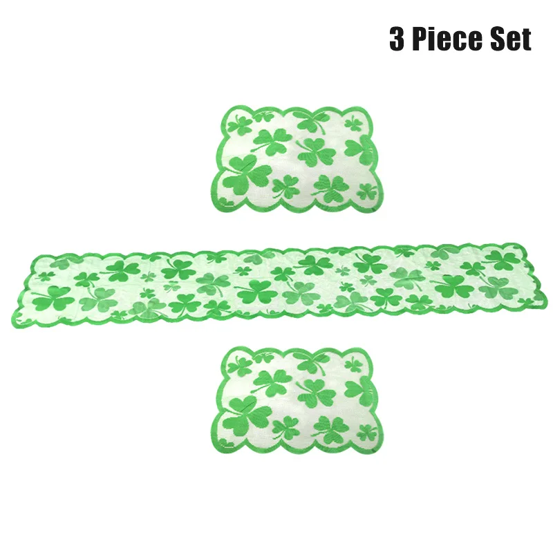 

Newly Party Decorative Table Runners Placemat Set Shamrock Pattern Tablecloth Party Supplies for St. Patrick's Day TE889