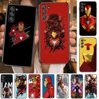 marvel iron man phone cover hull for samsung galaxy s8 s9 s10e s20 s21 s5 s30 plus s20 fe 5g lite ultra black soft case
