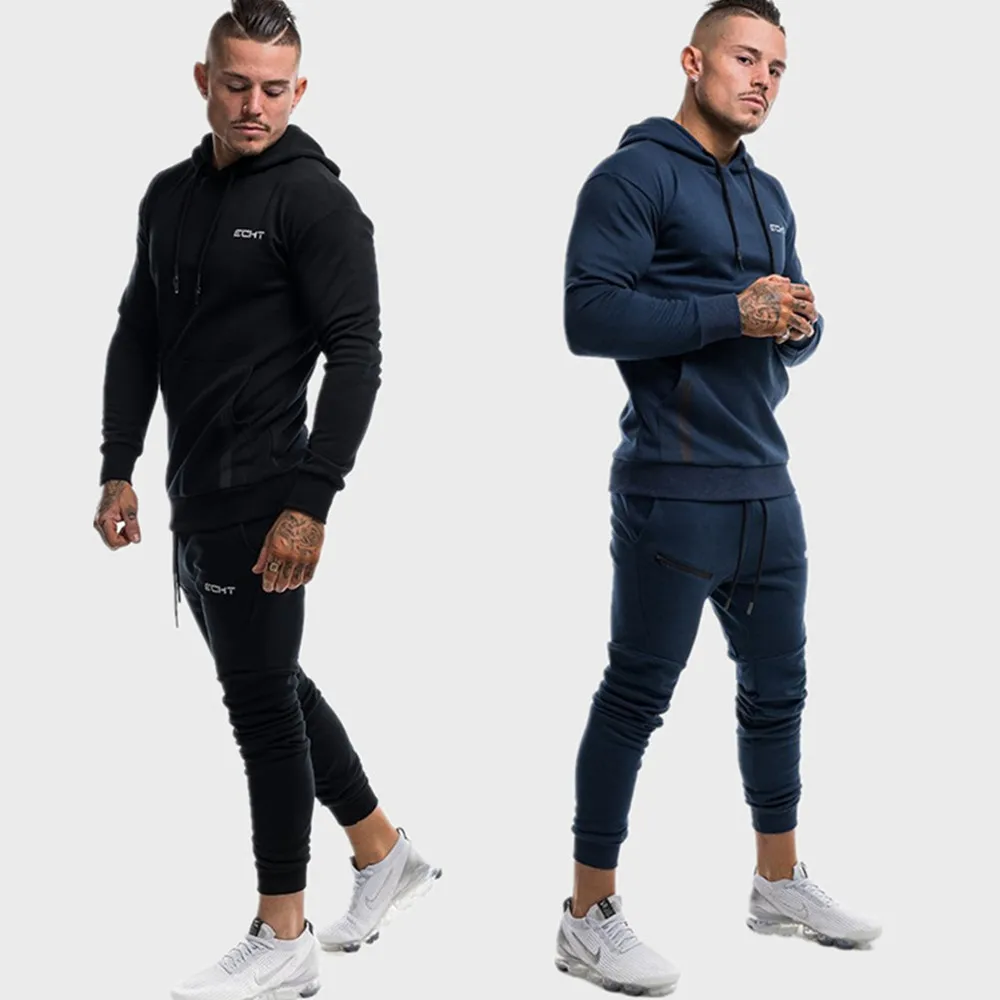 Running Sportswear Suit Men Gym Fitness Tracksuits Sweatshirt Sweatpants Male Cotton Hoodies Pants Joggers Jogging Training Tops | Спорт и