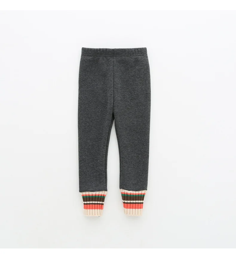 Детские теплые брюки осенне-зимние плюшевые леггинсы полосатые штаны-карандаш