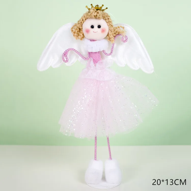 Pink Год Noel Рождественские куклы Ангел подвеска с Санта-Клаусом украшения Рождественская елка украшения для дома дети натальный подарок ремесло - Цвет: Pink