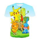 Летняя футболка для мужчин и женщин коллекции 2021 года высокого качества с 3D принтом Пикачу, повседневные Модные топы для мальчиков и девочек азиатского размера