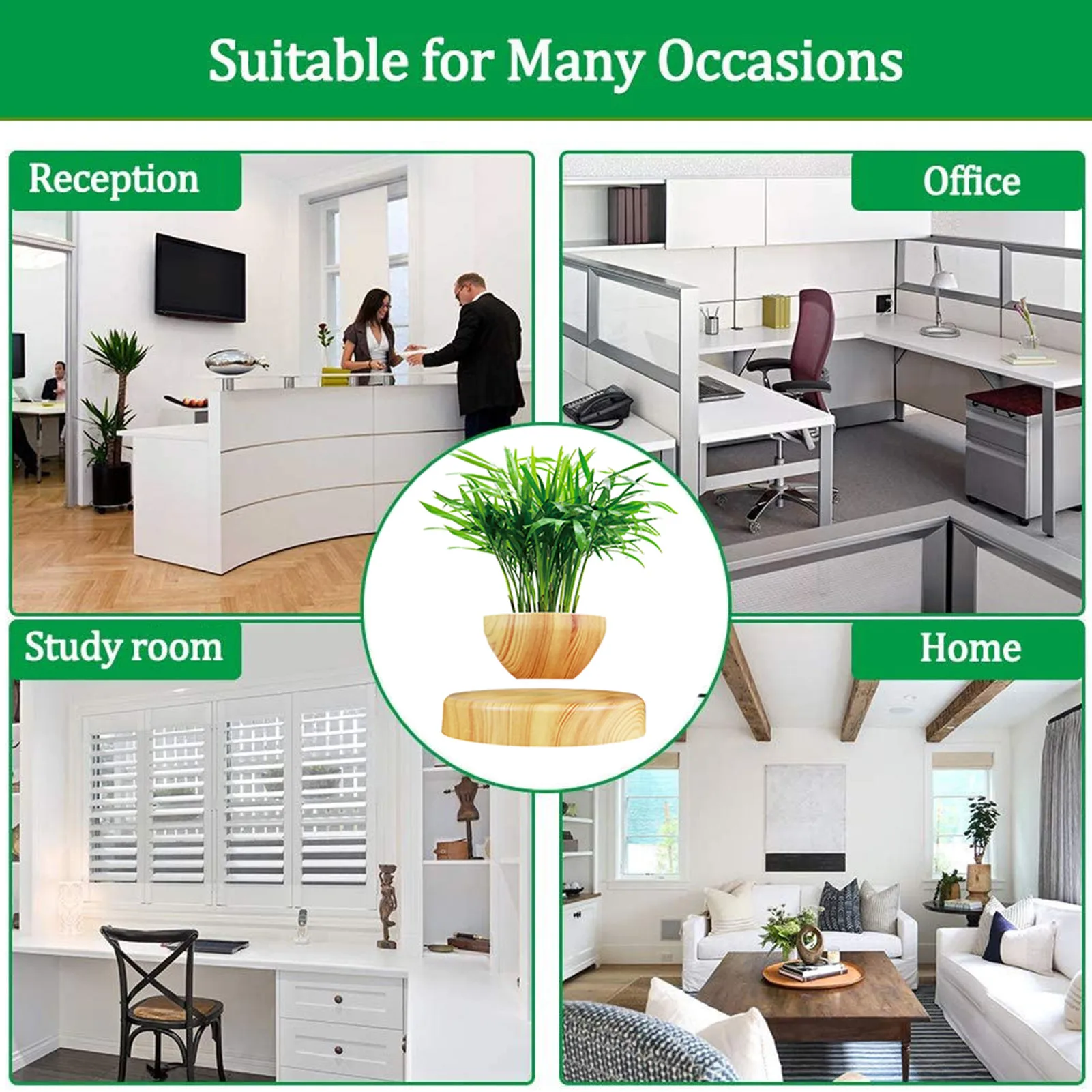 

High QualityLevitating Air Bonsai Pot Rotation Flower Pot Planters Magnetic Suspension Floating Pot Potted Plant Home Desk Decor