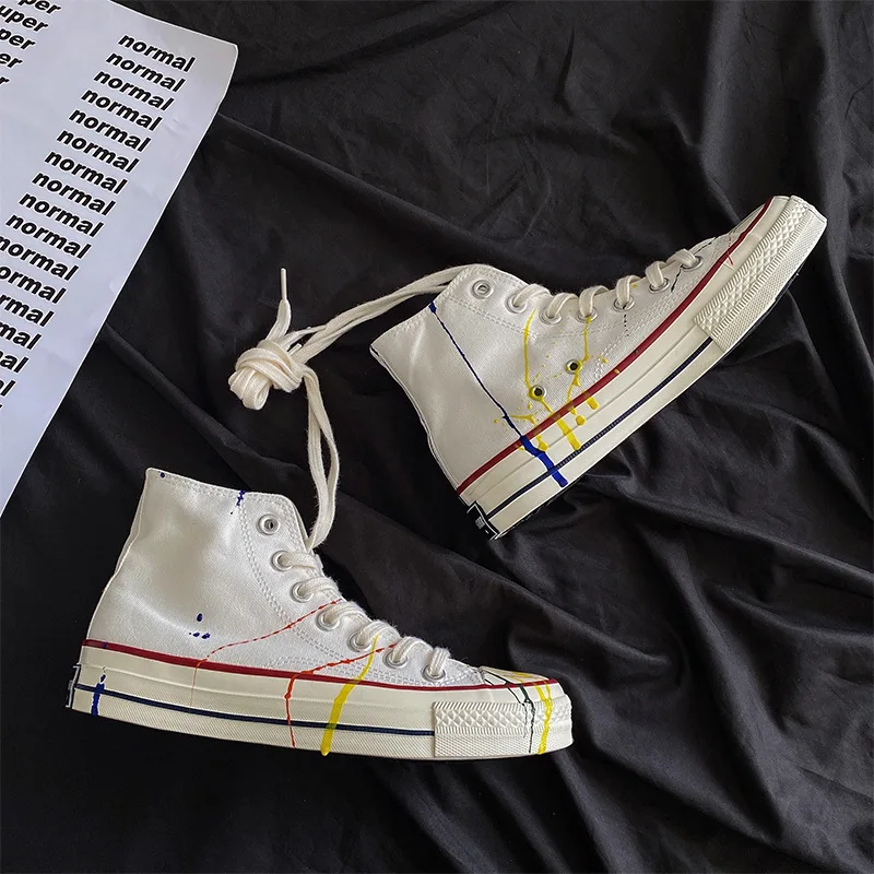 

2021 Fashion Women Shoes Summer Unisex Graffiti Canvas Shoes Man Students Little White Sneakers Versatile Casual Flat Shoes