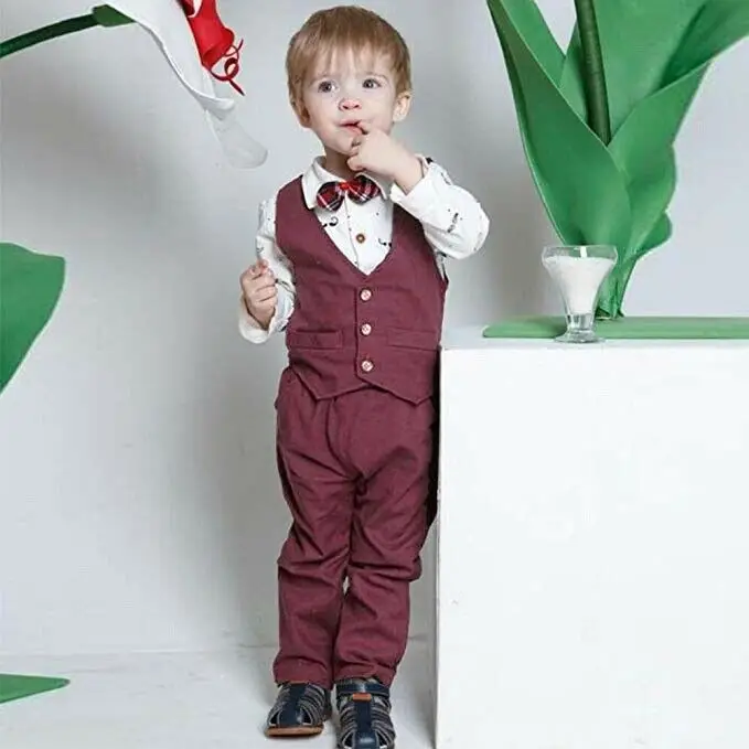 

2020 Pudcoco New Baby Kid Boy Tuxedo Suit Shirt Waistcoat Tie Pants Formal Outfits Clothes