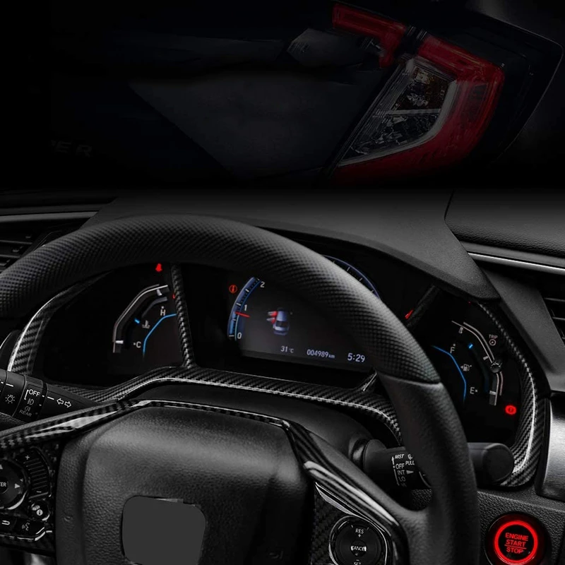 Для 10Th Gen Civic приборная панель с циферблатом накладка рамка ABS углеродное волокно