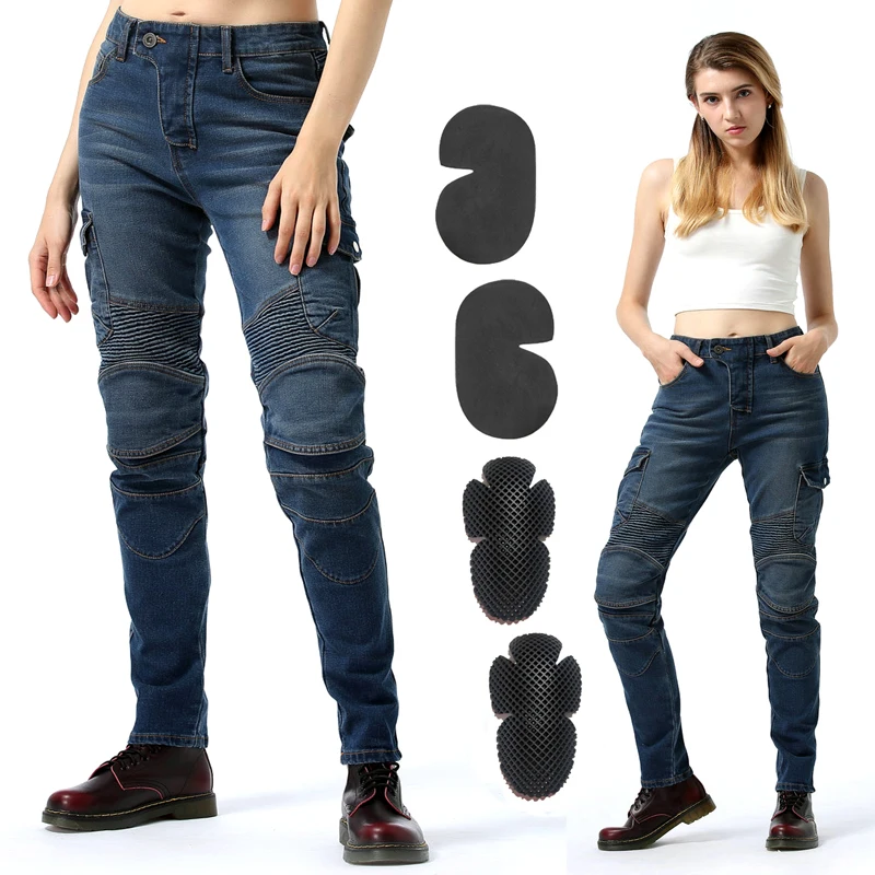 Женские брюки для езды на мотоцикле набор из джинсов гонок В рыцарском стиле