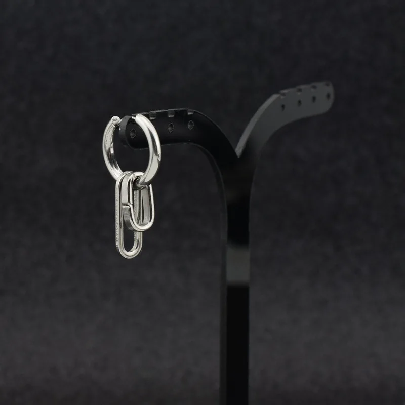 Простые двойные овальные серьги-гвоздики из нержавеющей стали модные корейские