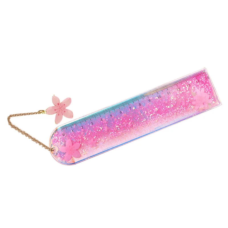

Cute Cartoon Built-In Quicksand Ruler Multifunctional Student Stationery Ruler With Pendant For Kids 4 x 17cm UY8