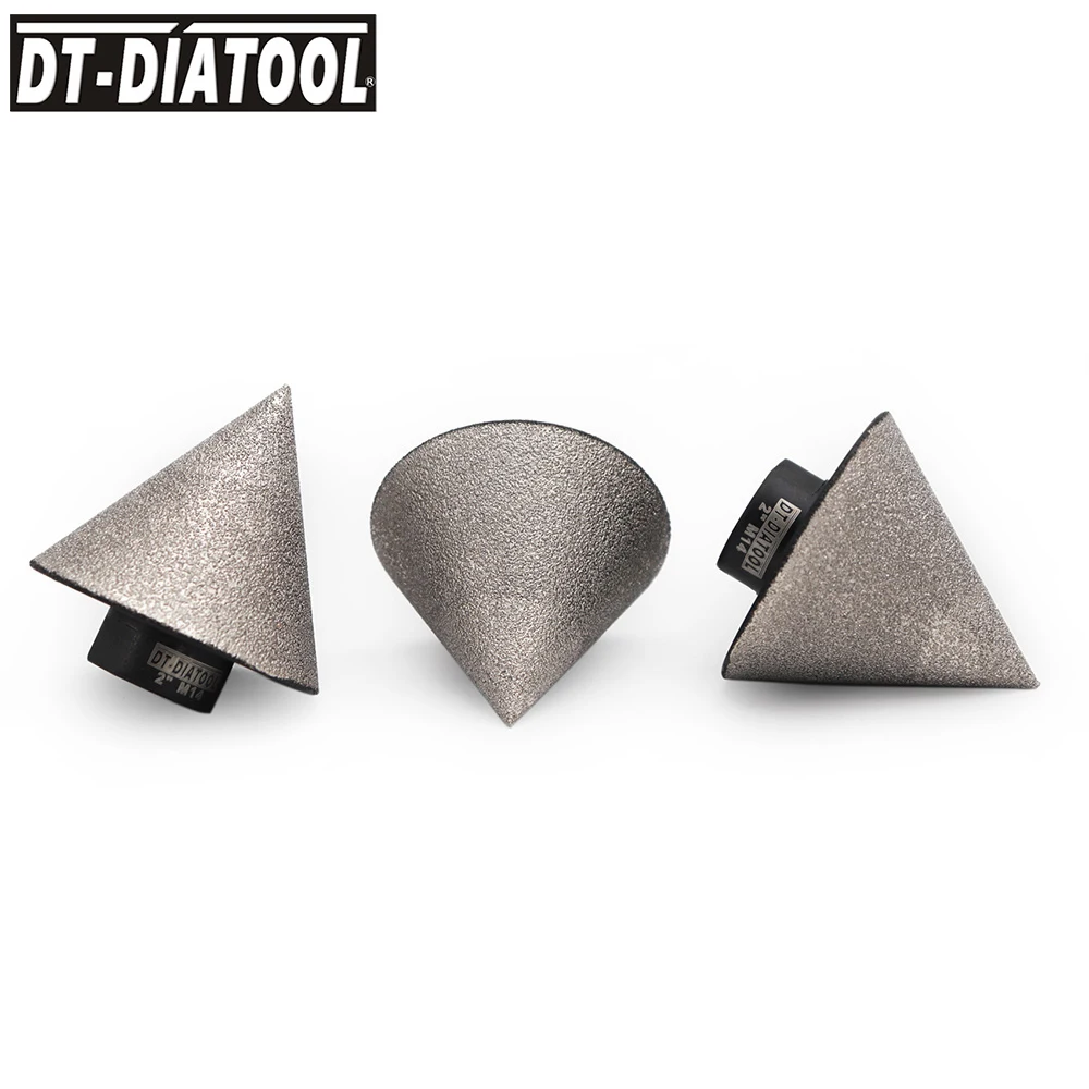 DT-DIATOOL 3pcs/pk Vacuum Brazed Diamond Bits for Polishing the Exsit Hole Tool Ceramic Beveling Chamfer Bit Diameter 50MM/2
