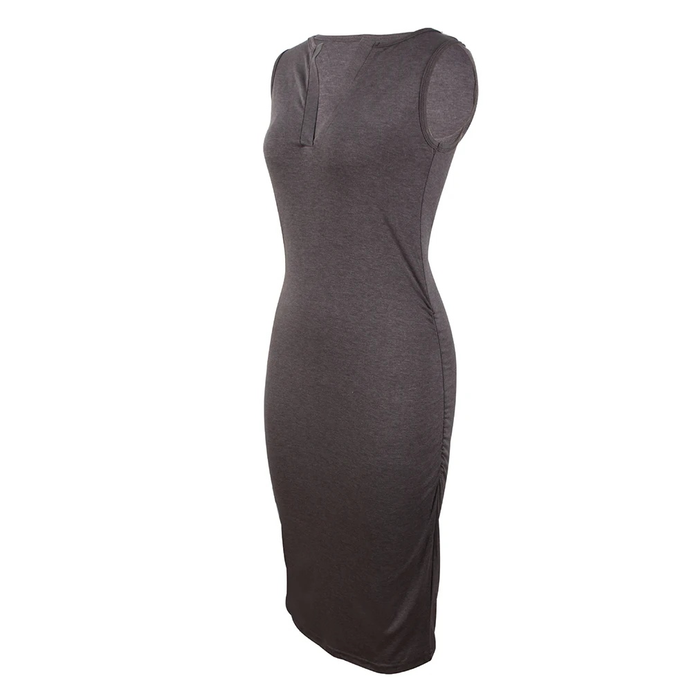 

Summer Solid Sleeveless tight Dress for Women V-Neck Polyester Clothing Sexy Party Dresses Female Stretch Slim Casual Robe 2021