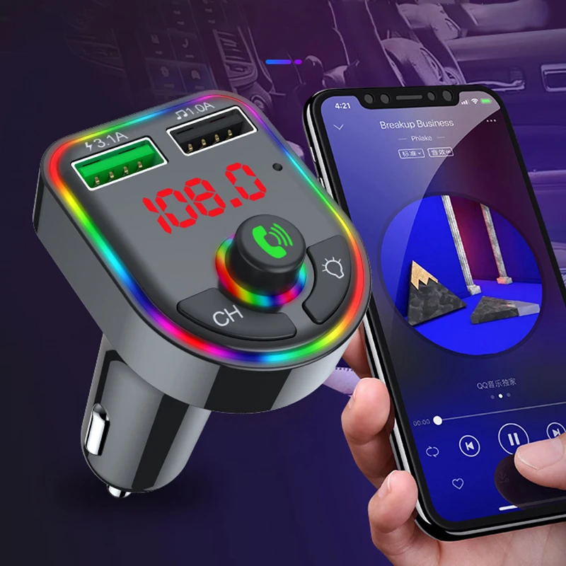 

Bluetooth Car Kit Wireless FM Transmitter Car Charger LCD MP3 Player USB Charger 3.1A + 1A 12V-24V Cigarette Lighter TF U Disk