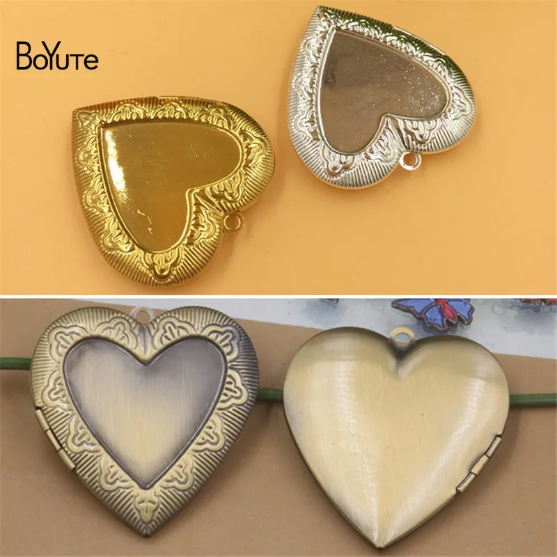 BoYuTe (4 Pieces/Lot) 40*41*8MM Metal Brass Heart Locket Blank Photo Pendant Base Factory Direct Wholesale | Украшения и