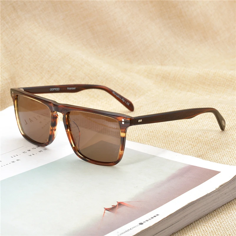 Dark Brown VS Brown Солнцезащитные очки OV5189S, прямоугольные, Ретро стиль, Ретро стиль, мужские оттенки, для вождения, спортивные, мужские, Bernardo, поляризационные, брендовые, солнцезащитные очки для мужчин - Цвет линз: Dark Brown VS Brown