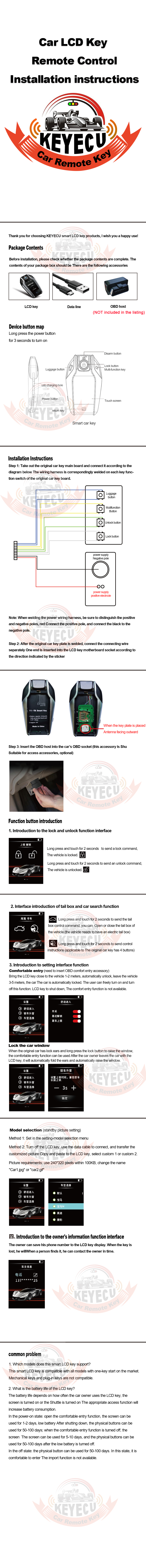 

KEYECU for BMW for Mercedes-Benz for Audi for Cadillac for Lexus for Land Rover Upgrade Boutique LCD Remote Shell Case W W/O OBD