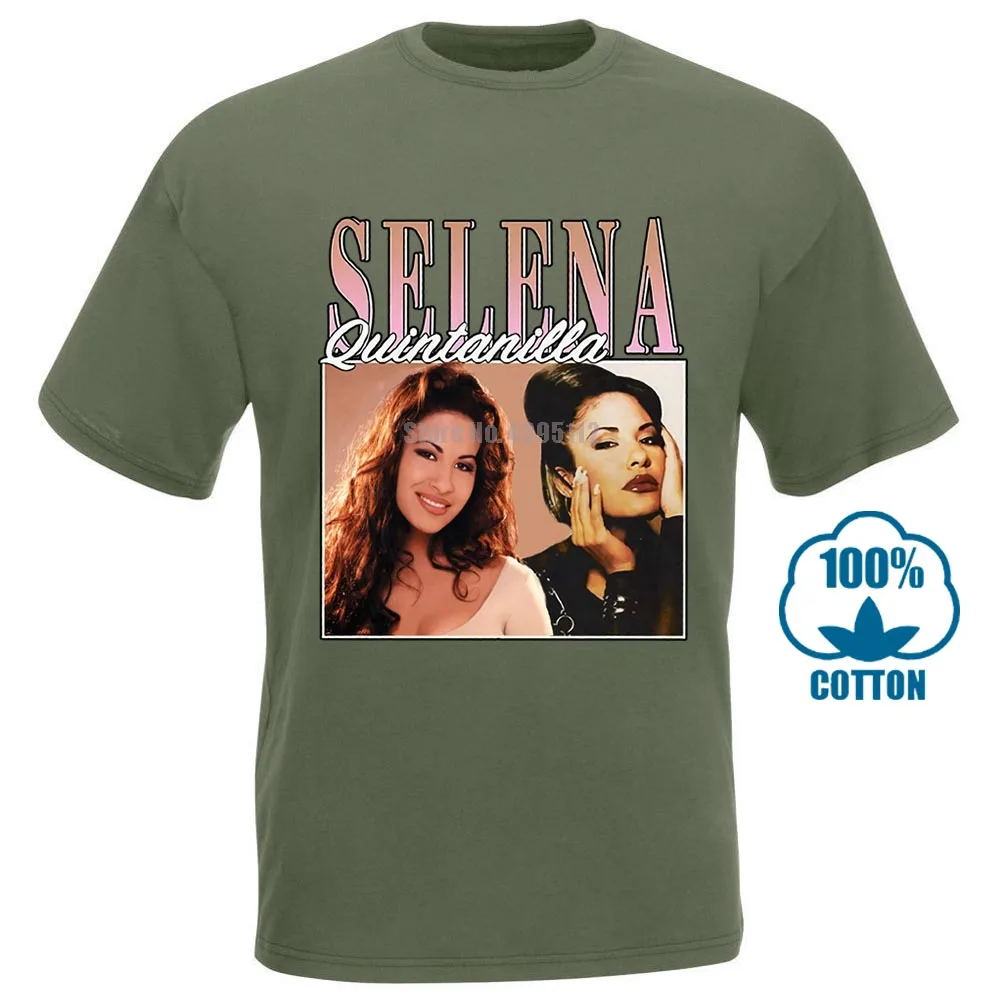 Selena Quintanilla Винтаж 90S Футболка Черный Размер S 3Xl - Цвет: Армейский зеленый