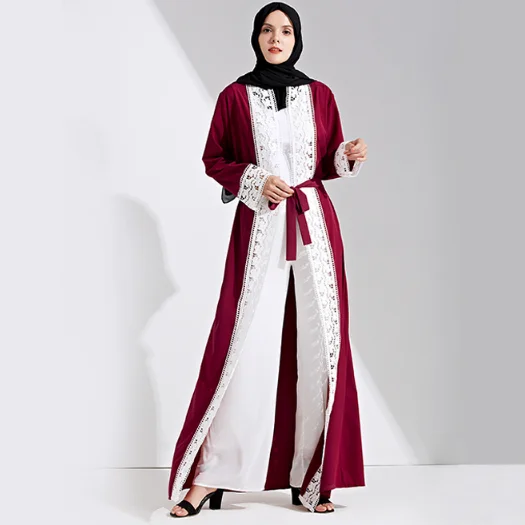 2019 Ретро женское мусульманское платье абайя лоскутный кружевной кардиган