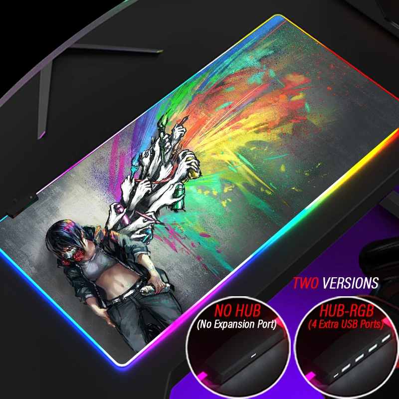 

Personalized RGB Super Hyper Beast Gaming Mouse Pad HUB 4 Port USB Abstract Graffiti Art Mousepad Custom Locking Edge Desk Mat