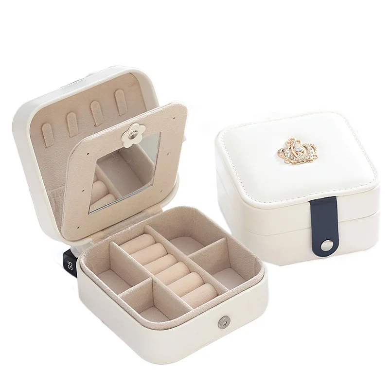 

2021 Portable Jewelry Box Leather Storage Jewelry Organizer Jewelry Case Boxes Display Travel Joyeros Organizador De Joyas