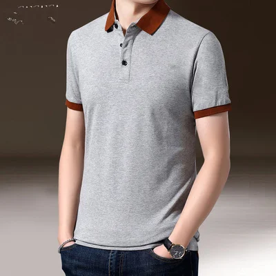 Мужская хлопковая модная повседневная футболка с коротким рукавом 13508 | одежда