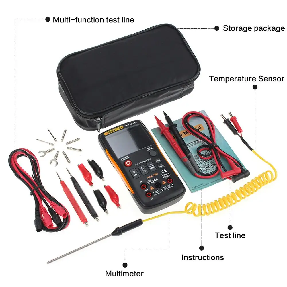 

ANENG Q1 True-RMS Digital Multimeter Button 9999 Counts with Analog Bar