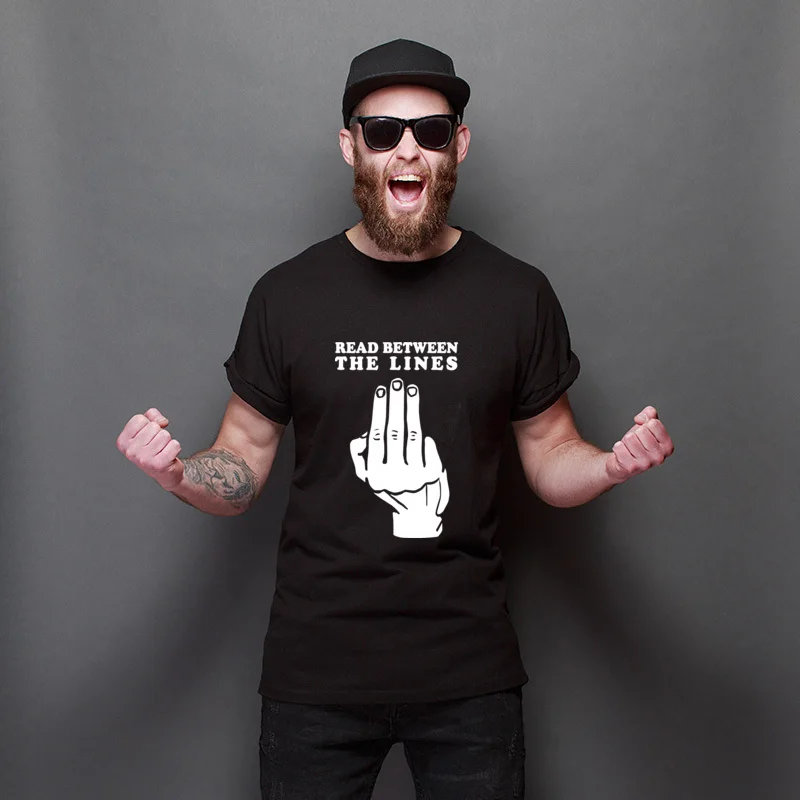

Hot Sale Read Between The Lines Pure Cotton Fitted Tops Round Neck Street T Shirts Retro Fashionable Tee-Shirt Gifts