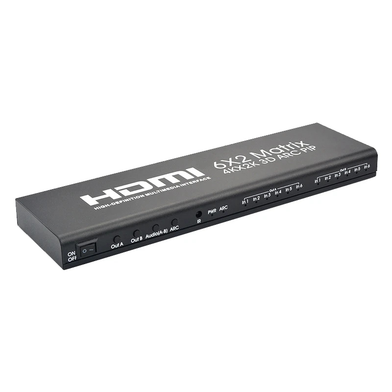 6X2 HDMI матрица Ultra 1080P HD 4K x 2K/30 Гц HDR дуговой переключатель Сплиттер оптический SPDIF 3 5