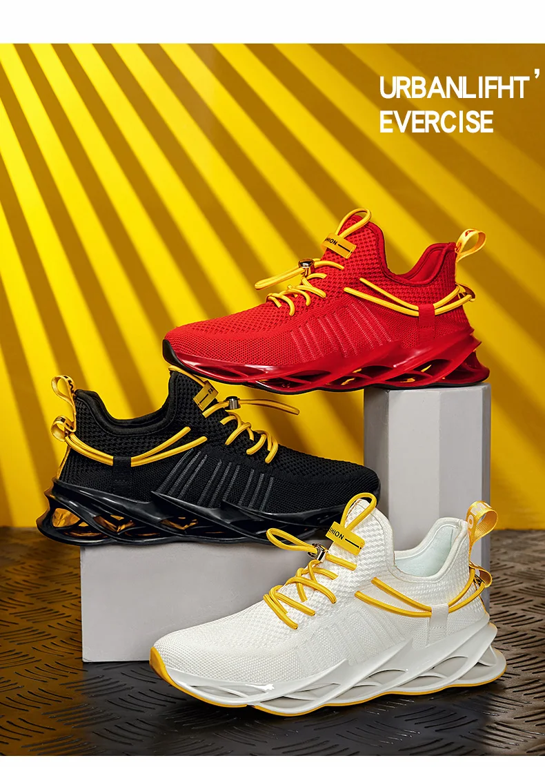 Mens Athletic Walking Running Shoes Blade Sneakers Mesh Training Sport Trail Running Shoes for Man Jogging Non Slip Tennis Shoe