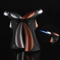 metal lighters spray gun inflatable windproof gas lighter torch fixed lock outdoor kitchen cigar butane lighters blue flame