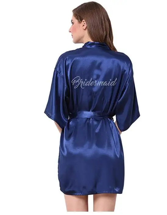 Новый Королевский Фиолетовый халат Атласный Женский горный хрусталь письмо