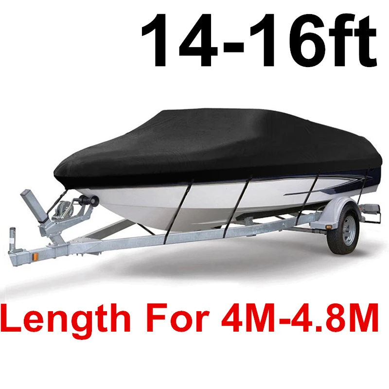 BLACK14-16ft 14-22ft Trailerable 210D чехол для лодки водонепроницаемый серый рыбий лыжный v-корпус Солнцезащитный УФ-протектор для катера швартовка для лодки D45 - Цвет: BLACK14-16ft