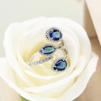 luxury 3 a blue zircon crystal rings for noble princess rings wedding band engagement ring bridal jewelry lovers gifts