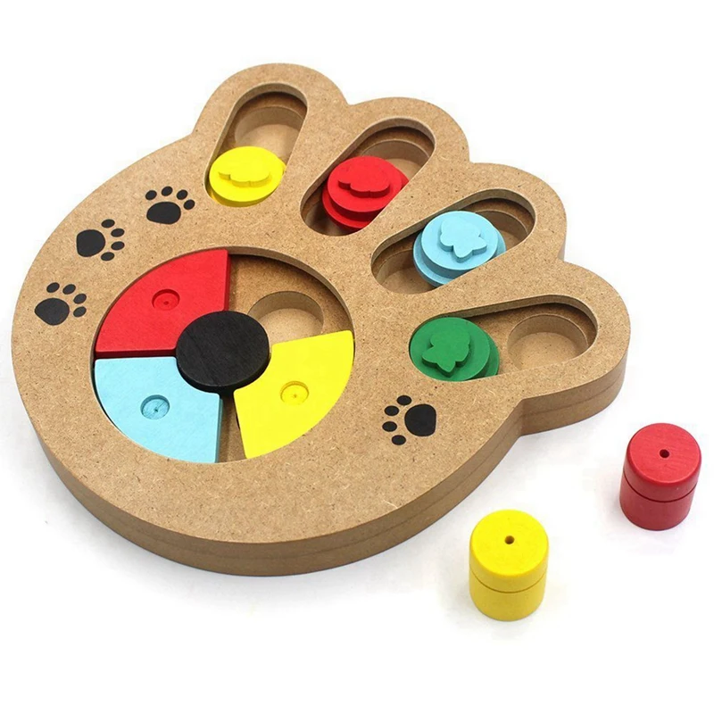 Спрятать и искать пищевую обработанную деревянную лапу питомца головоломки