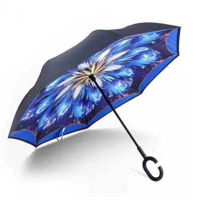 21 Ветрозащитный обратный складной двойной слой перевернутый Chuva зонтик Женский Для xiaomi самостоящий защита от дождя c-крюк руки для автомобиля - Цвет: 21