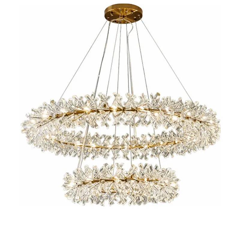 Ring new design Single/double Floor modern crystal chandelier lamp lustre LED chandelier living lighting and hotel lights